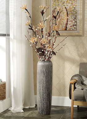 景德镇陶瓷落地花瓶欧式摆件大号大客厅装饰干花插花套装北欧美式