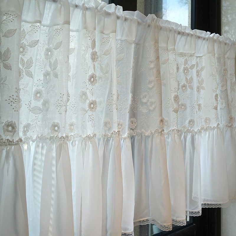 cs法式立体刺绣门帘半帘窗帘短款帘美式隔断帘厨房窗户柜子屏风遮,淘宝优惠券,粉丝福利购,淘宝优惠卷