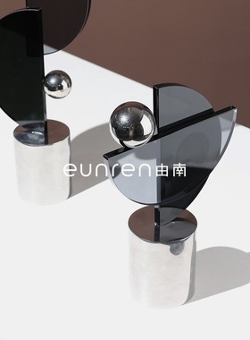 热销现代简约家居极简圆球船帆几何摆件样板房轻奢客厅桌面工艺装