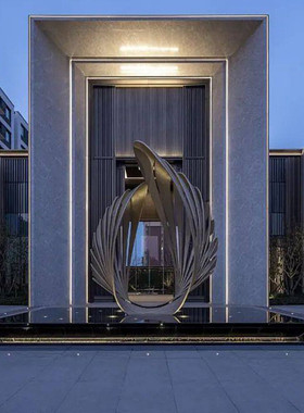 户外镜面不锈钢雕塑大型抽象创意现代酒店人物水景艺术品装饰摆件