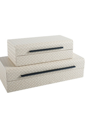 热销新中式首饰盒创意编织纹首饰盒摆件样板梳妆卧房间柜装饰收纳