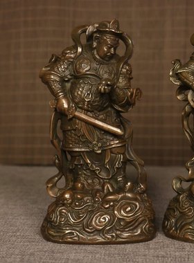 做旧仿古铜四大天王仿紫铜摆件古玩收藏家居办公装饰工艺品古董