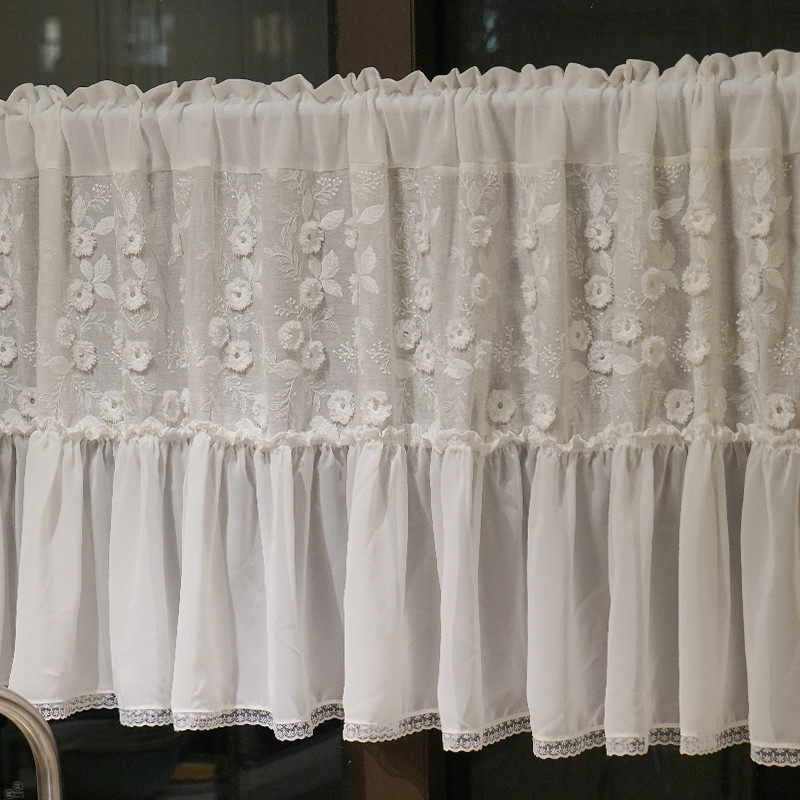 cs法式立体刺绣门帘半帘窗帘短款帘美式隔断帘厨房窗户柜子屏风遮,淘宝优惠券,粉丝福利购,淘宝优惠卷