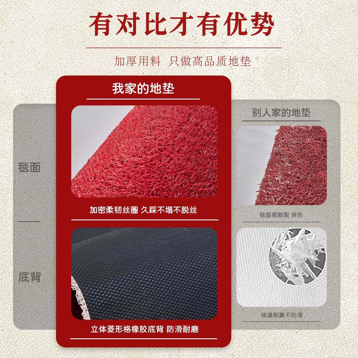 2025新款丝圈入户门地垫大门口防滑除尘进门地毯家用红色喜庆门垫,淘宝优惠券,粉丝福利购,淘宝优惠卷
