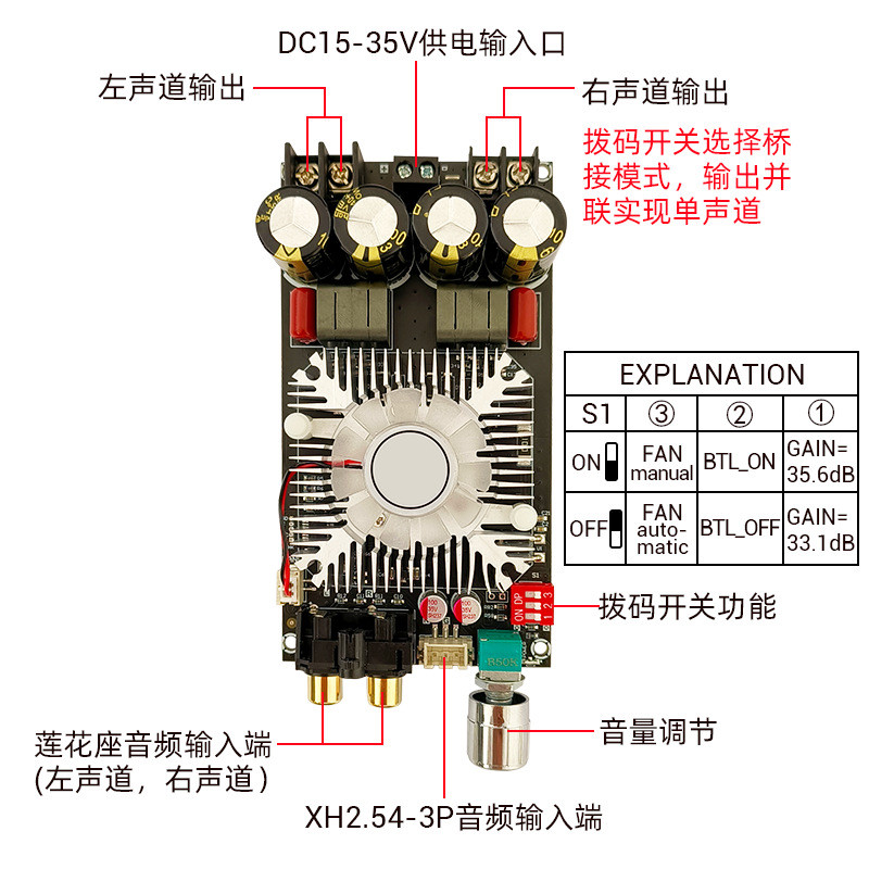 1602纯后级数字功放板大功率TDA7498E立体声160WX2桥接单声道220W - 图1
