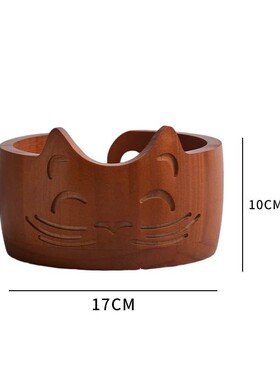 猫耳纺织木质毛线碗毛线收纳木碗手工款木质圆形毛线碗