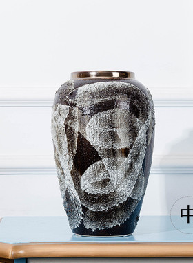 古典中国风别墅样板间摆设摆件陶瓷花器艺术抽象花插水墨画花瓶