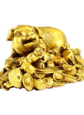 铜猪摆件补缺金猪生肖角家居客厅金属工艺品