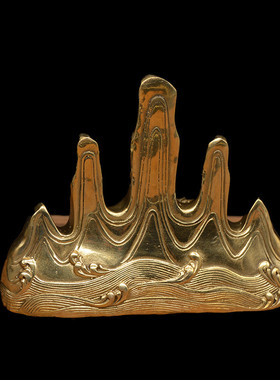 宏达黄铜五指山泰山石敢当补角靠山铜器牌摆件