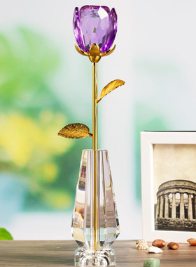 5dbj结婚水晶玫瑰花摆件客厅酒柜批发生日礼品男生送女朋友老婆情