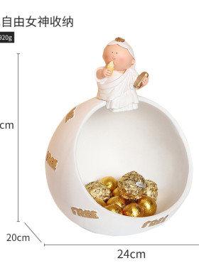 月半玄关自由女神托盘艺术家钥匙收纳盒摆件电视柜桌面树脂装饰品