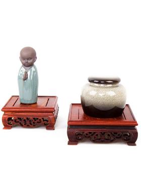檀木底座红木摆件底座实木神像香炉石头鱼缸托回花瓶茶壶纹底座