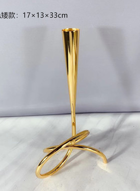 现代简约欧式几何l摆件扭转烛台形样板房售楼处餐桌软装饰品