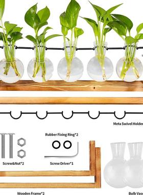 双层水滴花瓶木架家居水培植物插花器水养绿萝花盆桌面办公桌摆件