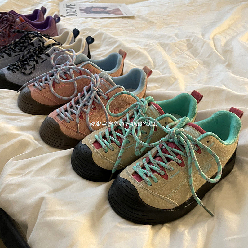 方鱼鹿 日系圆头丑萌鞋板鞋女2024春季轻便户外休闲防滑登山鞋潮,淘宝优惠券,粉丝福利购,淘宝优惠卷