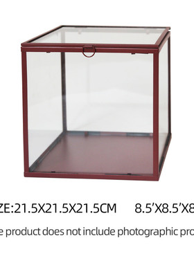 厂家批发铁艺盖玻璃罩正方形开烤漆收纳盒透明玻璃展示盒防尘罩