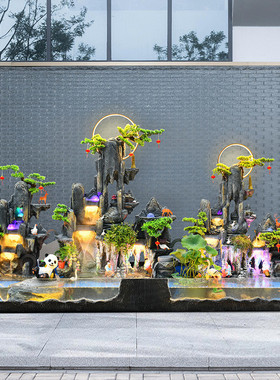 热销客厅招财假山流水落地喷泉室内玄关大型庭院电视柜旁花园鱼缸