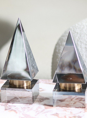 热销欧式轻奢几何锥形酒店客厅卧室玄关水晶摆件电视柜软装家居装