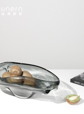 热销现代简约几何玻璃水果盘售楼处软装创意饰品家居客厅收纳果篓