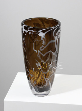 热销简约家居桌面挑白棕色装饰摆件琉璃花器样板间客厅餐厅台面软