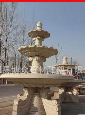 晚霞红石雕喷泉别墅园林流水景观雕塑大型假山流水庭院喷水石雕