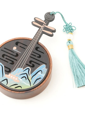 琵琶月琴木质檀香炉炉室内家用团扇香薰炉便携实木盘香礼品中国风