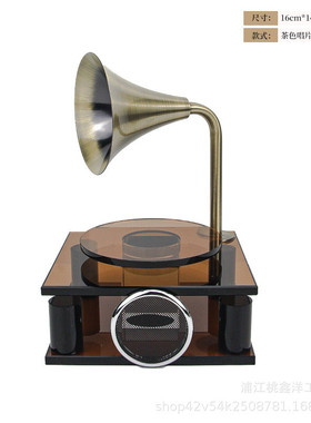 轻奢复古留声机水晶摆件样板间售楼处卧室书房客厅家家居软装家饰