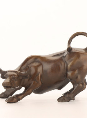 铜牛摆件东北缺角纯黄铜华尔街旺市牛生肖牛家居客厅店铺开业礼品