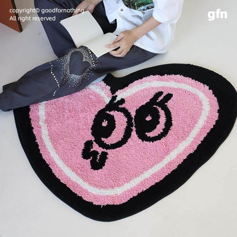 代发粉色爱心植绒地毯簇绒家用卧室窗垫床边地毯防滑客厅沙发垫,淘宝优惠券,粉丝福利购,淘宝优惠卷