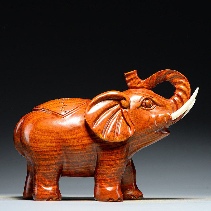 花梨木雕刻大象摆件一对木质象居客厅玄关办公室装饰工艺品送礼,淘宝优惠券,粉丝福利购,淘宝优惠卷