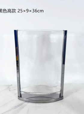 售楼处扁平透明玻璃花器样板房现代简约客厅餐厅桌面玄关花瓶摆件