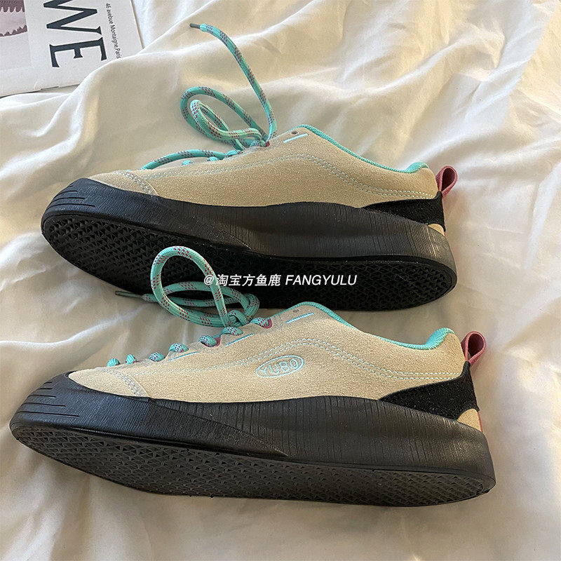 方鱼鹿 日系圆头丑萌鞋板鞋女2024春季轻便户外休闲防滑登山鞋潮,淘宝优惠券,粉丝福利购,淘宝优惠卷