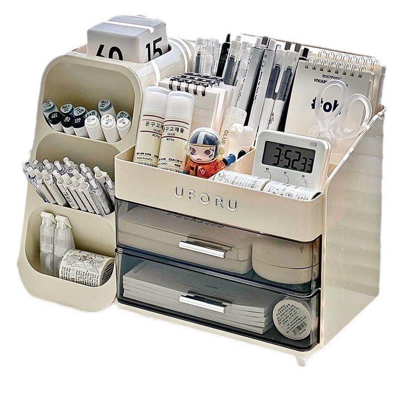桌面收纳盒抽屉式学生办公室书桌文具大容量置物架多功能斜插笔筒,淘宝优惠券,粉丝福利购,淘宝优惠卷