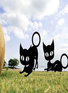 热销黑猫艺术装饰金属剪影电商农场跨境花园北美欧洲产品非质量不