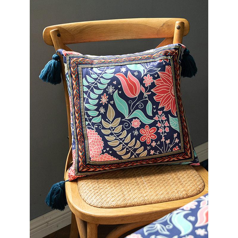 zb6m批发流苏轻奢设计民族风复古现代绣花抱枕套沙发长方形腰靠枕 - 图2