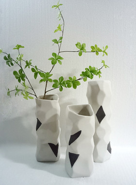 热销简约现代陶瓷花瓶家居装饰样板房陶艺摆件宅寂器软装干花插花