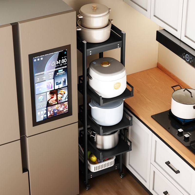 5V6厨房锅架置物架落地多层多功能储物架家用微波炉一体可抽拉收,淘宝优惠券,粉丝福利购,淘宝优惠卷