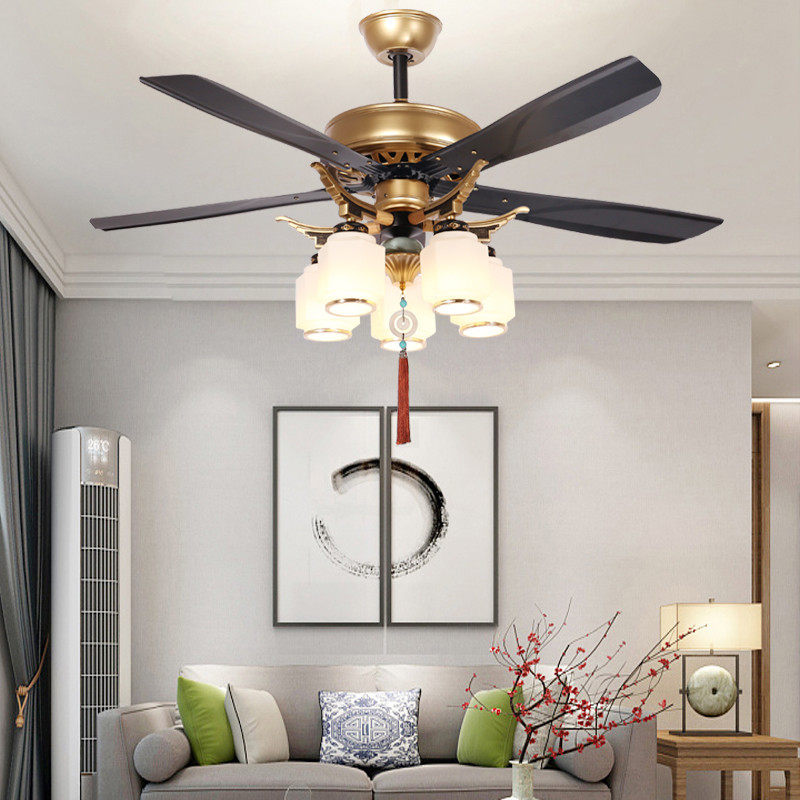 新中式风扇灯铁叶家用客厅餐厅吊扇灯卧室带灯吊扇茶楼电风扇吊灯,淘宝优惠券,粉丝福利购,淘宝优惠卷