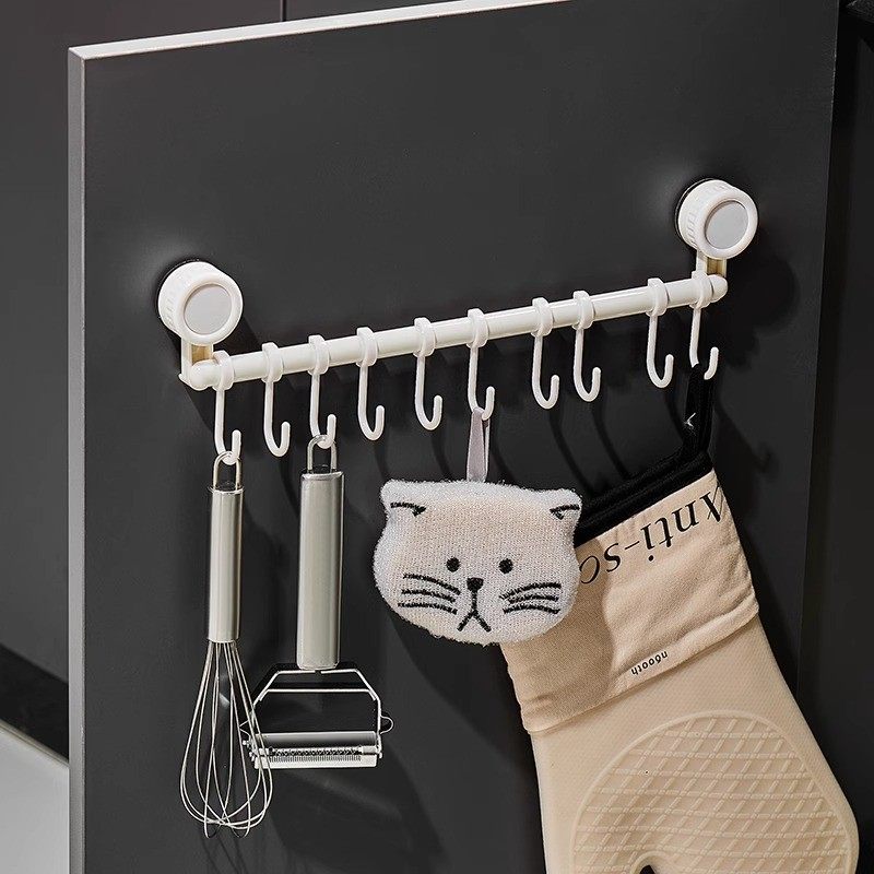 吸盘一排式挂钩橱柜门后滑轨锅铲勺子收纳挂架免打孔厨房连排挂钩,淘宝优惠券,粉丝福利购,淘宝优惠卷