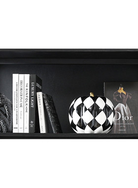 男孩房样板间书房书架层架摆件菱格南瓜飘窗客厅陈列装饰书地球仪