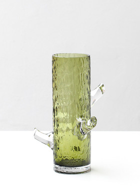 怡露轻奢厚重玻璃花瓶直筒开叉设计新品家居酒店软装摆场工艺品