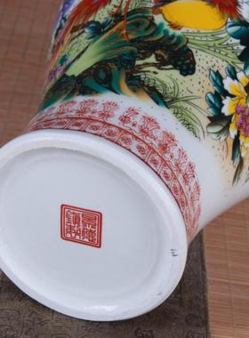 花鸟陶瓷器花瓶粉彩景德镇鱼尾瓶现代家居工艺装饰摆件批发供应