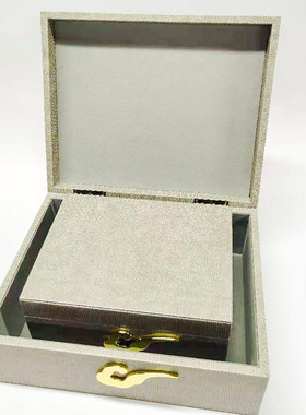 热销新中式简约木质皮革创意五金祥云扣酒店衣帽间收纳盒装饰品摆