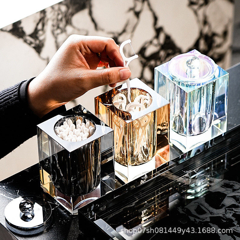 浴室高档水晶棉签盒置物架酒店餐厅茶几家用桌面牙签筒牙线收纳罐,淘宝优惠券,粉丝福利购,淘宝优惠卷