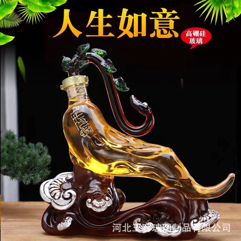 Wholesale life-fulfilling shape bubble wine bottle glass sealed empty wine bottle office decoration glass wine bottle