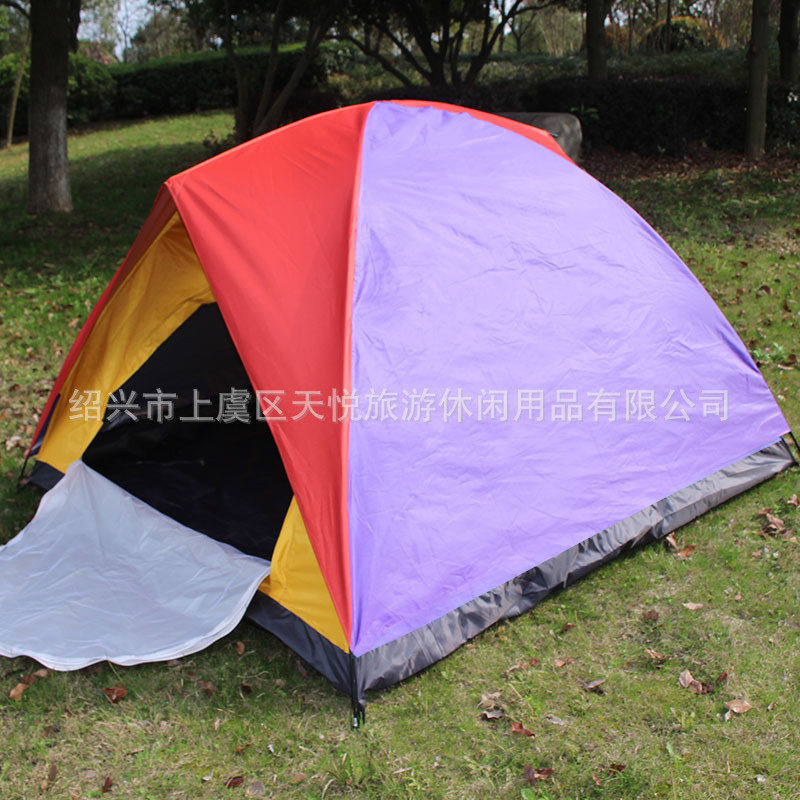 双层普通露营手动帐篷2-3人3-4人防水拼色一居室户外野营帐篷,淘宝优惠券,粉丝福利购,淘宝优惠卷