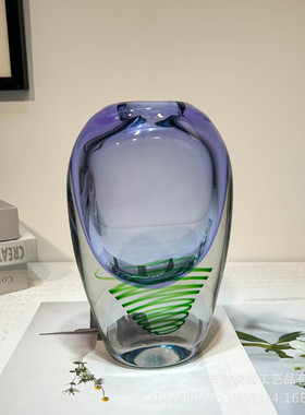 设计师款高端套装琉璃水晶花瓶果盘现代家居样板间摆件感软装艺术