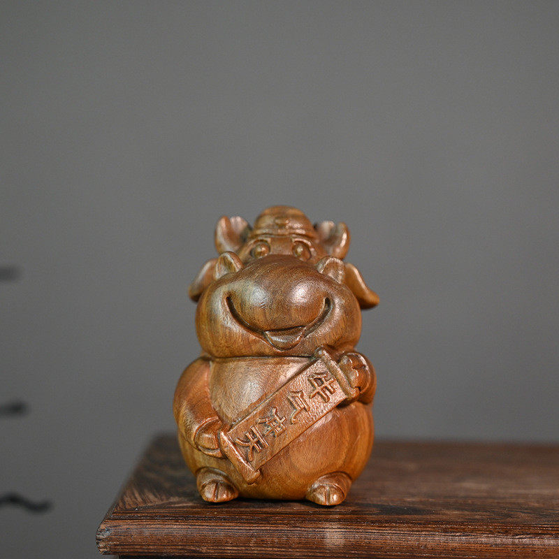 绿檀木雕刻牛气冲天办公室桌面小摆件室内家具装饰品木质工艺品,淘宝优惠券,粉丝福利购,淘宝优惠卷