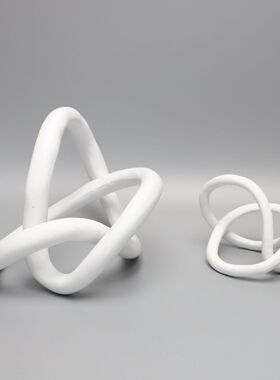 样板房树脂金色白色缠绕摆件新中式售楼部卧室书房客厅餐厅饰品