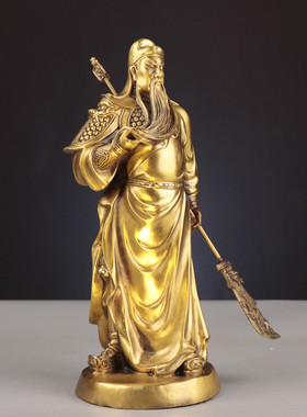 杨关二爷记铜关公提刀关公铜家居办公室金属工艺品义薄云天